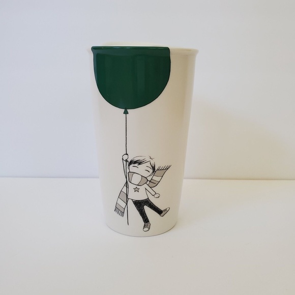 Starbucks Other - Starbucks Coffee Travel Tumbler with Lid Boy Green Balloon 12oz 2014 Series